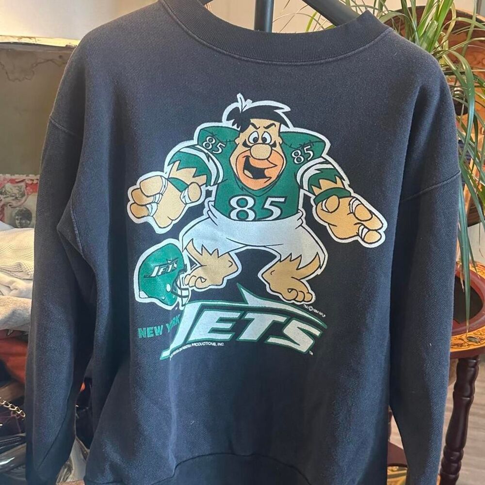 90s new york jets crewneck vintage Flintstones